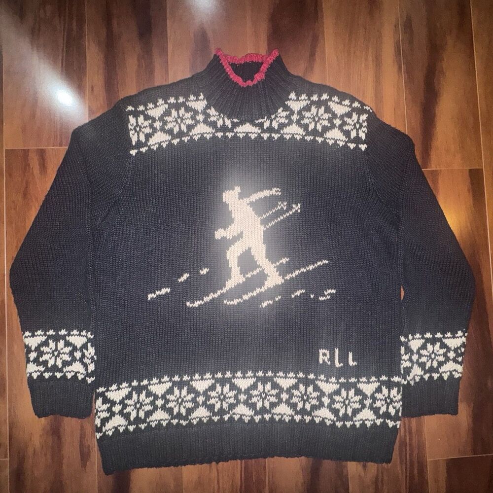 Vintage Polo Country Ralph Lauren Skier Sweater M Fair Isle Ski RLL 80s 90s